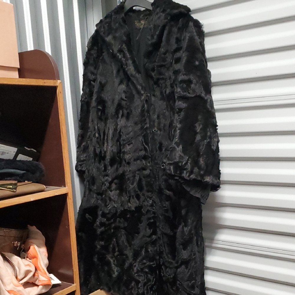 Luxurious Black Real Persian Lamb Fur Coat